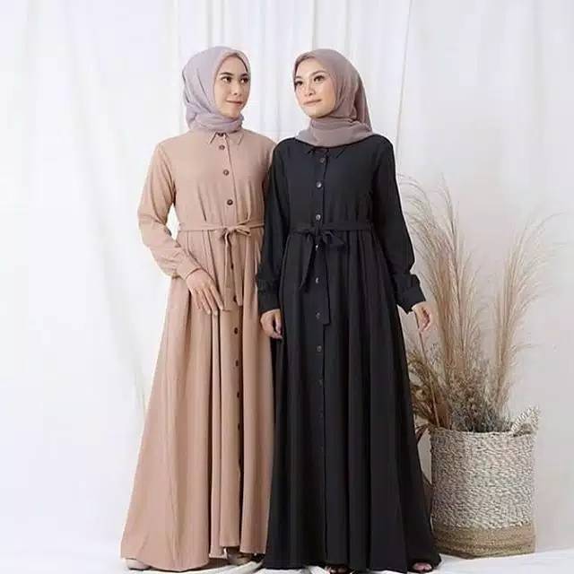 GAMIS NIBRAS BASIC NBC 01 HITAM BAHAN MOSCREPE POLOS CANTIK ADEM BUSUI FRIENDLY MURAH STYLE CASUAL