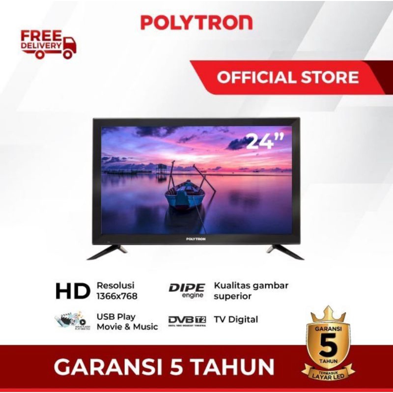 TV LED Smart TV Polytron 24 Inch Garansi resmi