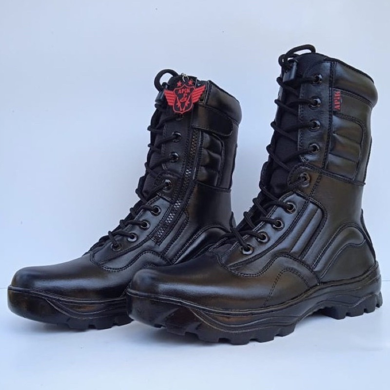 SEPATU PDL LGR RJR APIK BAHAN KULIT SAPI ASLI SEPATU PDL DINAS LAPANGAN TNI POLRI SECURITY SATPAM SEPATU BOOTS PRIA DAN WANITA