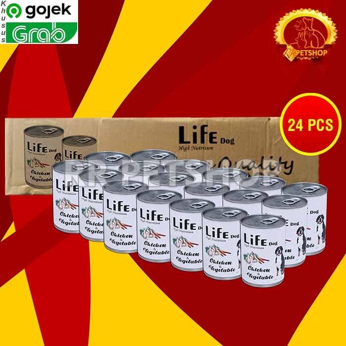 Gosend Life Dog Makanan Anjing Wet Food Kaleng Dus Isi 24 PCS 375 GR