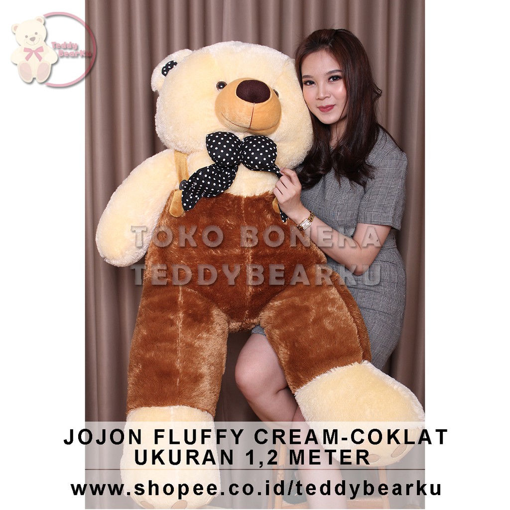 TEDDY BEAR SUPER JUMBO 1,2 METER FLUFFY JOJON PREMIUM CREAM - COKLAT