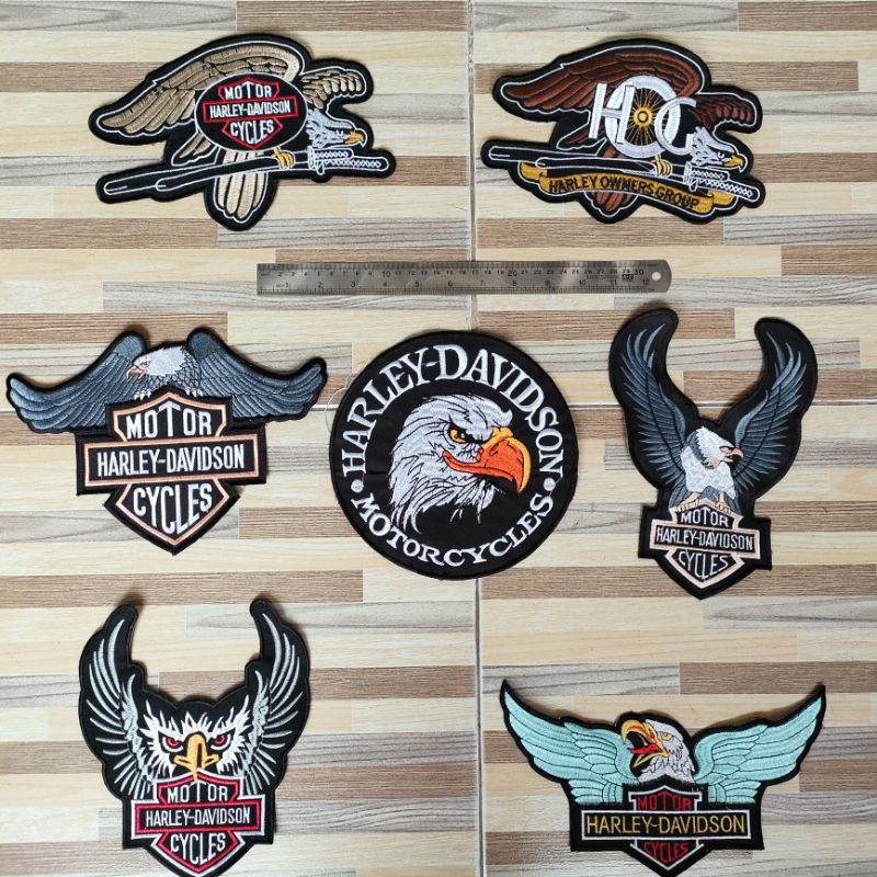bordir emblem stiker kain motif Harley davidson ukuran besar