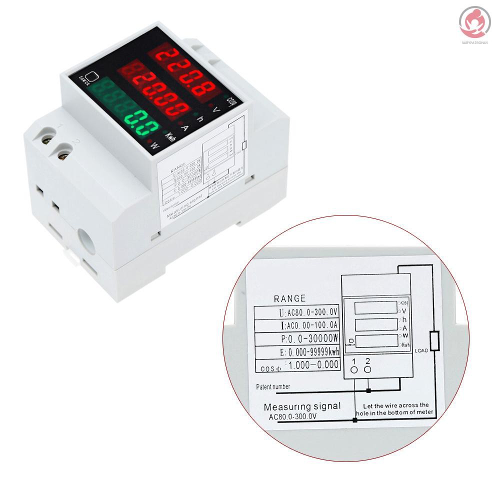 POWER Voltmeter Ammeter Digital Multifungsi Ac80-300V 100a Din Rail