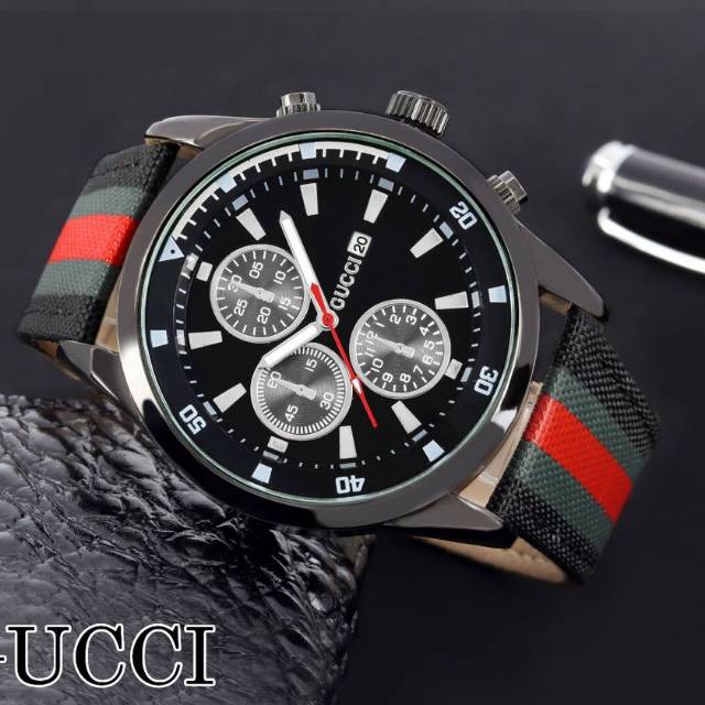 Jam tangan gucci canvas kanvas pria cowok