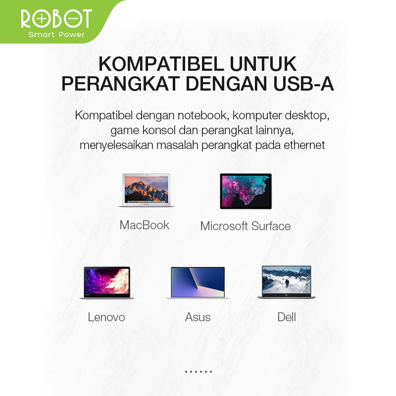 ROBOT EA10 USB Ethernet Adapter USB 2.0 to 10/100 Network RJ45 LAN Black -ORI Garansi Resmi 1 Tahun