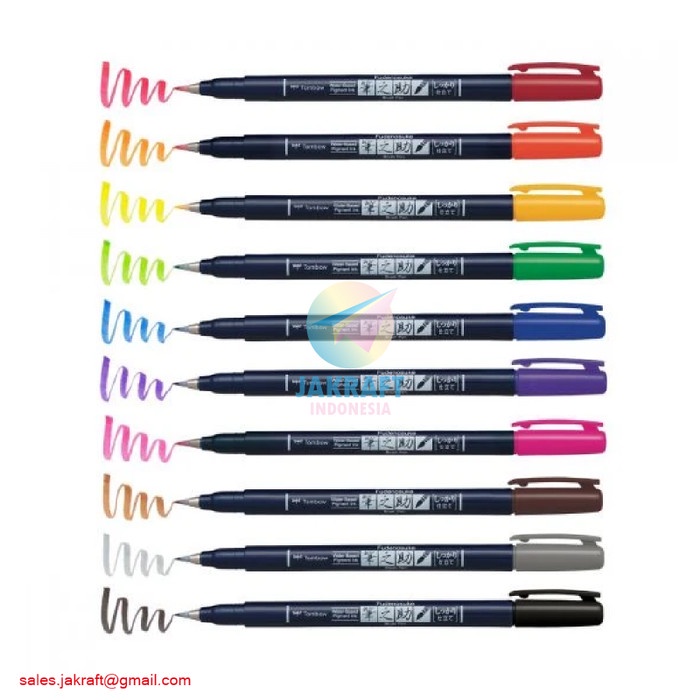 

kaligrafi-perlengkapan- tombow fudenosuke brush pen hard tip all colors koleksi warna lengkap -