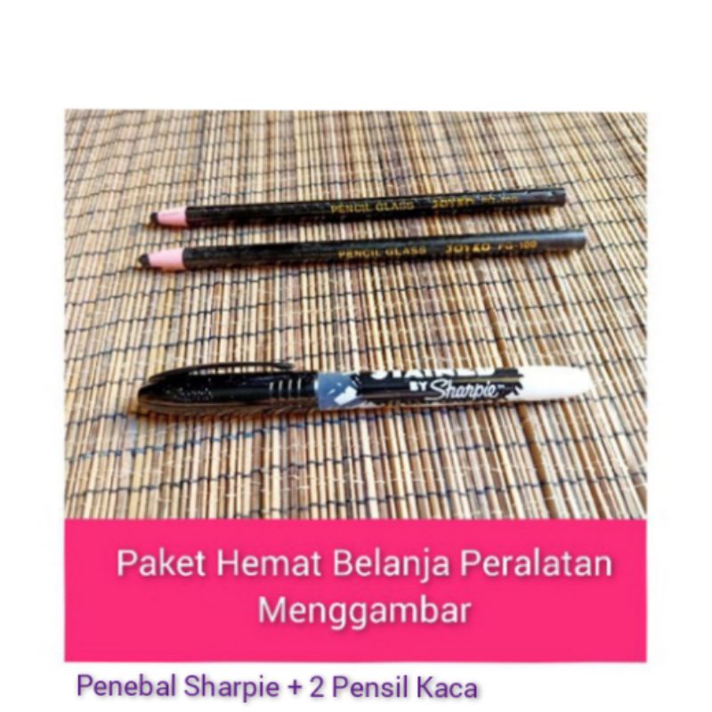 Spidol Hitam Sharpie Stained Dan Pensil Kaca Joyko Hitam Untuk Outline Menebali Gambar Peralatan