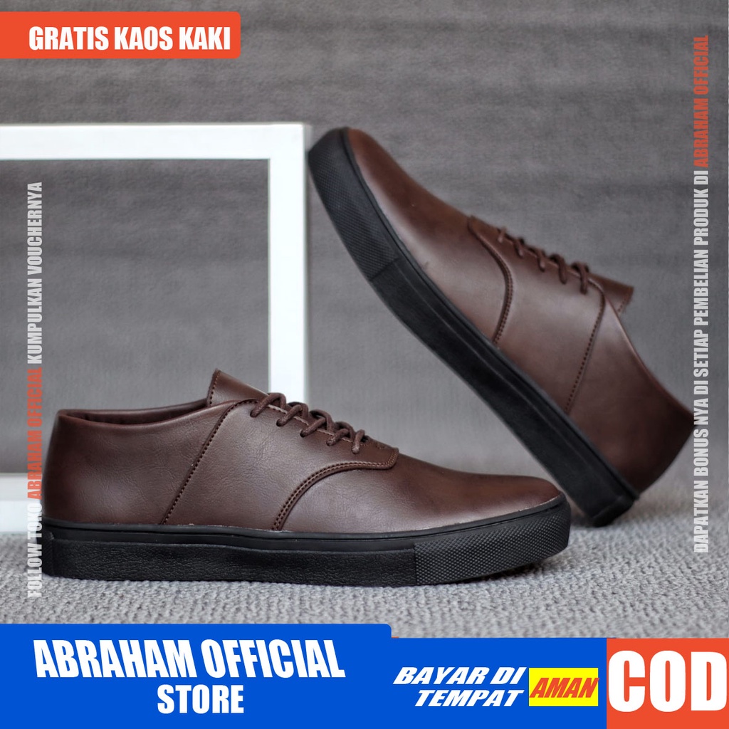 AUTENTIC - Sepatu Pria Casual Sneakers Kulit Syntetic Kerja Kantor Kondangan Cowok / Cowo Sepatu Kasual Semi Formal Kerja Kantor Kuliah Gaya Santai Keren Kekinian Original Murah Terlaris