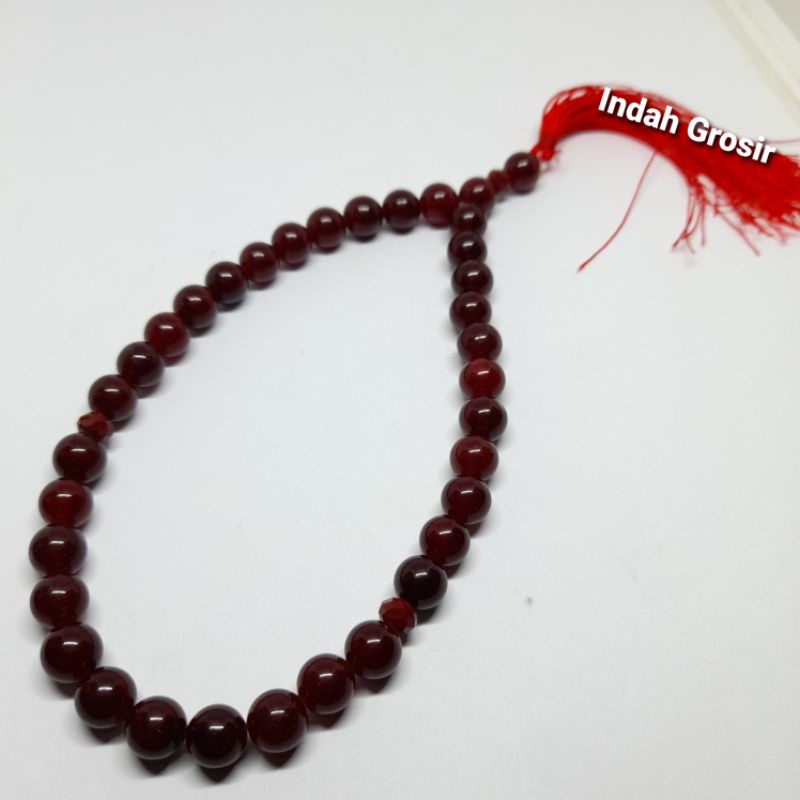 TASBIH BATU NATURAL GIOK MERAH 8MM 33BUTIR ORIGINAL STONE