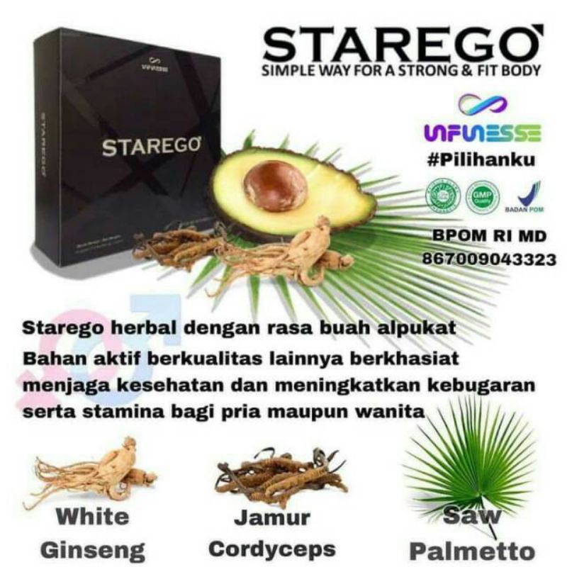

STAREGO Infinesse, serbuk herbal rasa alpukat untuk PROMIL dan Penambah Stamina