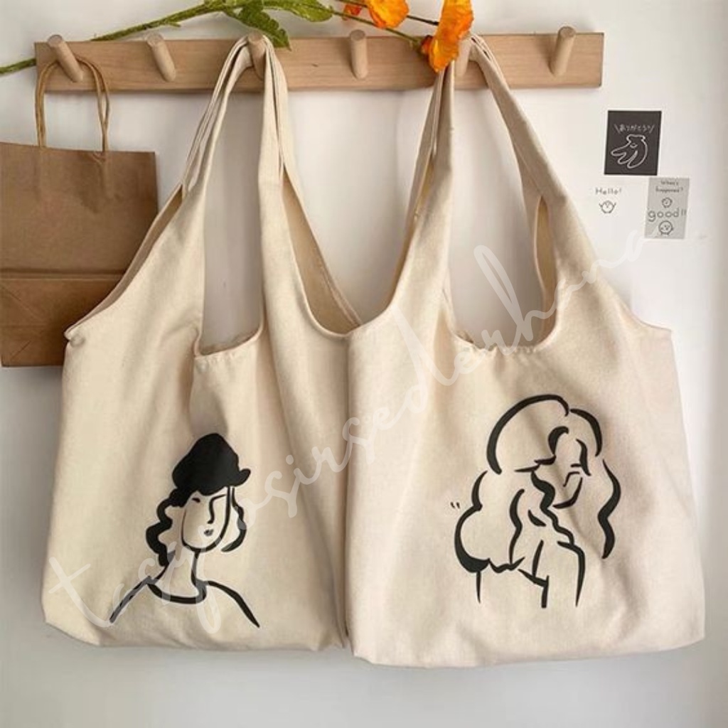 Totebag Vintage Populer Tas Tote bahan DINIR Murah Meriah