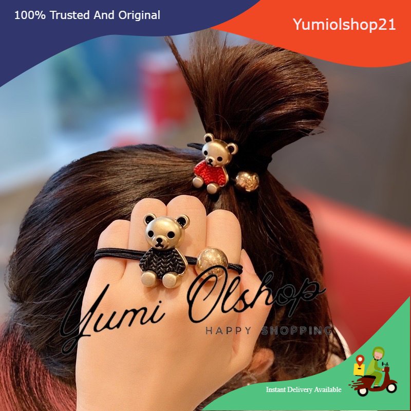 kuciran/Karet Rambut korea motif teddy bear