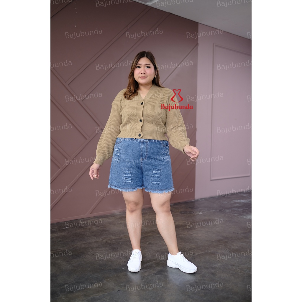 HOTPANTS JEANS JUMBO WANITA / CELANA PENDEK DENIM BIG SIZE / BAJUBUNDA