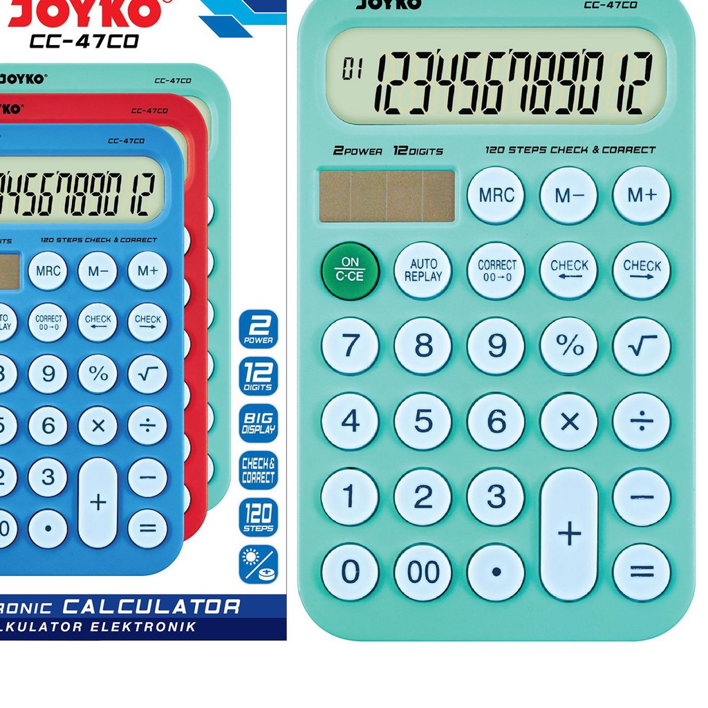 

HOT SALE!! (pwy-288) Calculator Kalkulator Joyko CC-47CO Green 12 Digits Check Correct