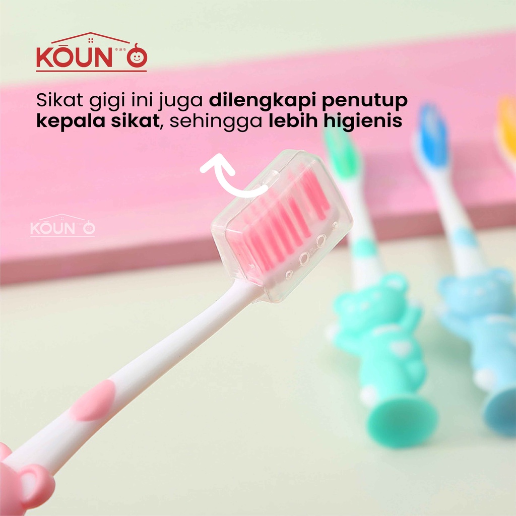 Sikat Gigi Anak Motif Beruang 1 Set Isi 4 Pcs Gosok Gigi Anak Perawatan Gigi Kesehatan Gigi Dengan 4 Warna Anak Laki-laki dan Perempuan