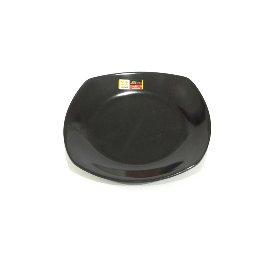 ((2 PCS)) PIRING MELAMIN KOTAK P0507 HITAM 7 INC GOLDEN DRAGON  PIRING KOTAK CEPER HITAM  PIRING HIT