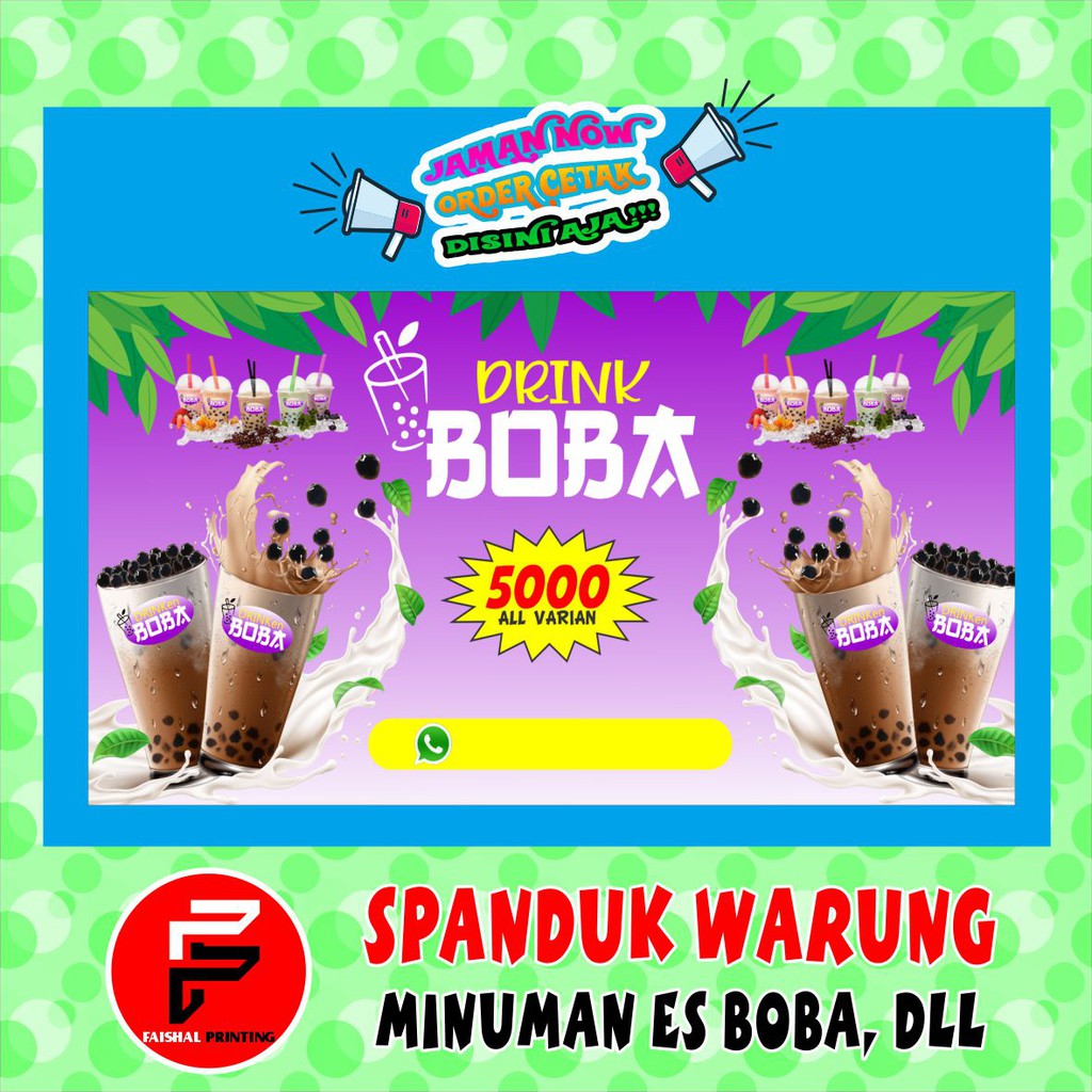 Jual Spanduk Minuman Boba Banner Warung Es Boba Backdrop Boba Ukuran