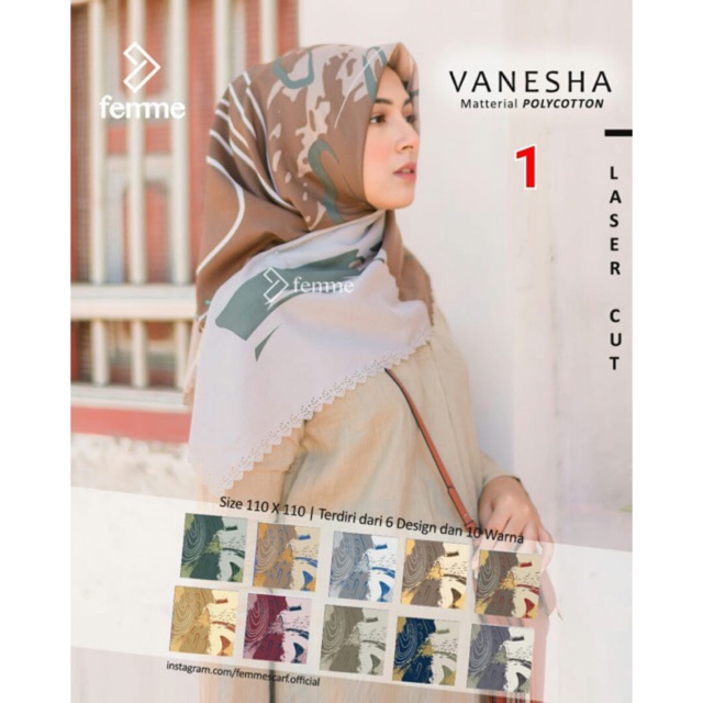 NEW GROSIR ISI 10 PCS Segiempat Vanesha Feme Polycotton Lasercut Motif Square Laser cut TERMURAH