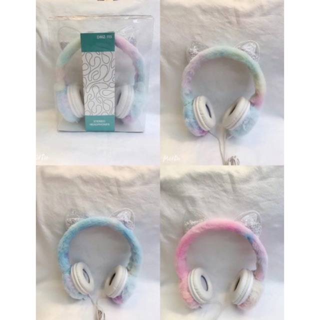 (TWS) Headphone bando for Zoom / Google meeting / - stereo headphone karakter cat and unicorn