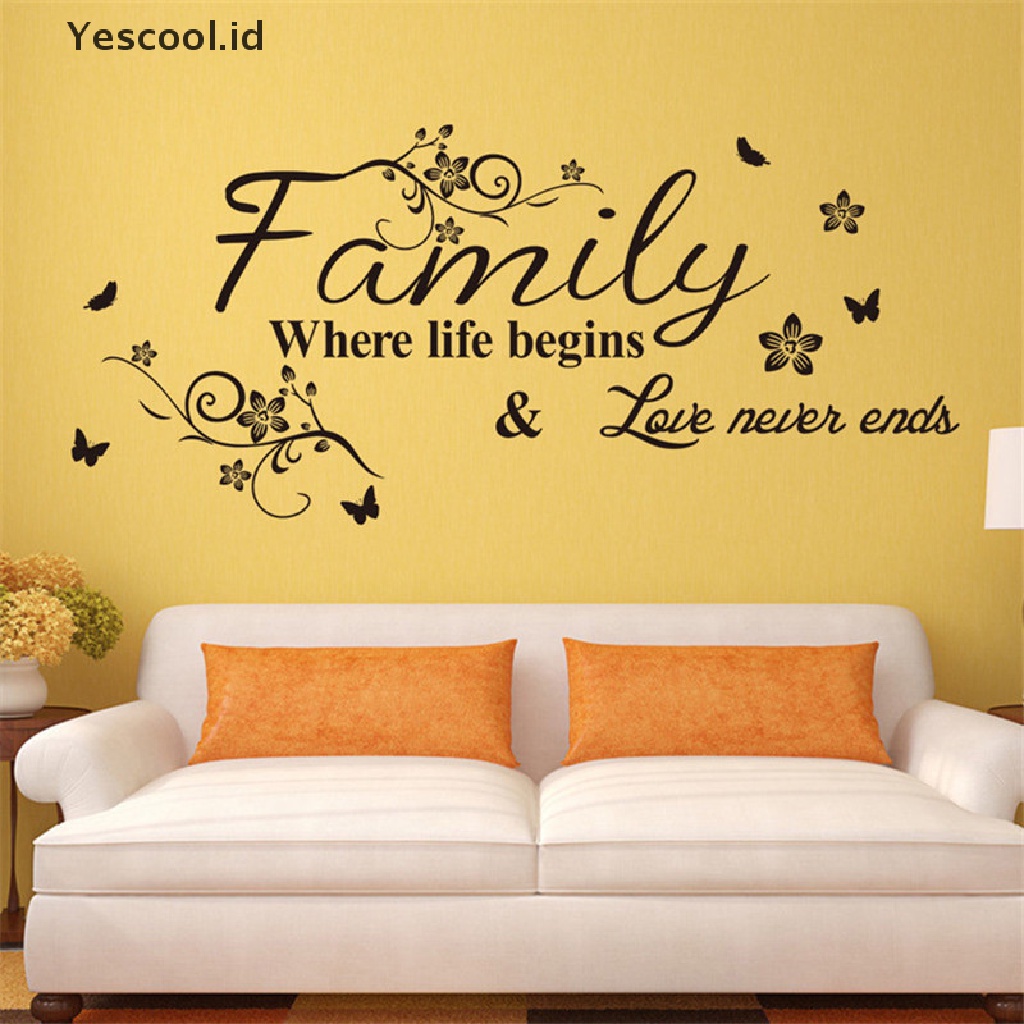 Stiker Dinding decal Desain family where life begins Dan love never ends