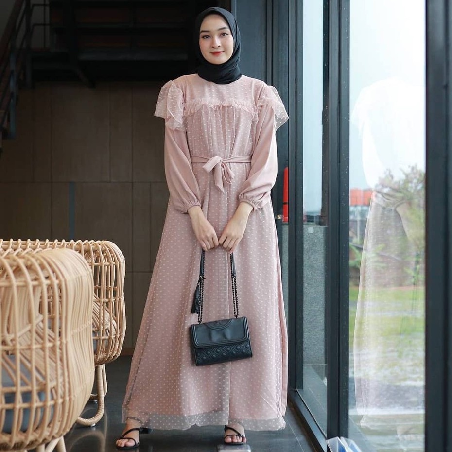 SISILIA - ADA JUMBO GAMIS MIRA MAXY DRESS JASMINE BROKAT POLKA DOTTY BEST SELLER | GAMIS REMAJA PREM