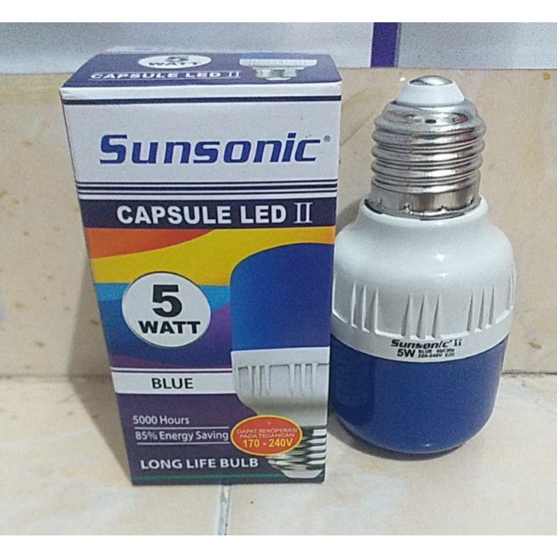 Bola Lampu Led II Capsule Sunsonic 5Watt Warna Cahaya Biru