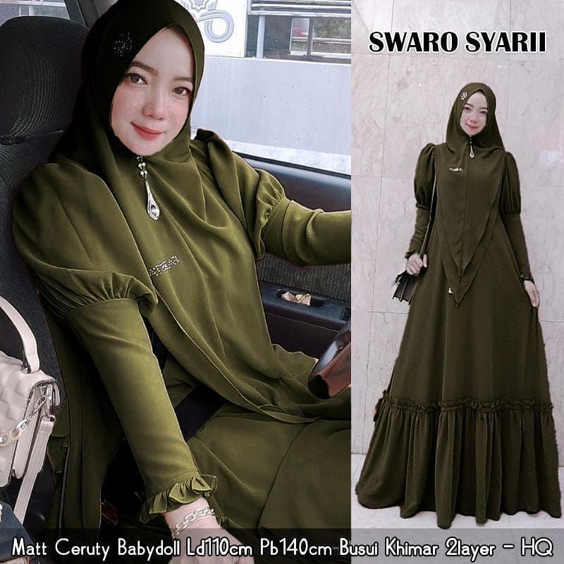 Baju Gamis Wanita Gamis Syari Ceruty Gamis Polos Premium 1 Set Outfit Wanita Hijab Gamis Muslimah Swaro Syari