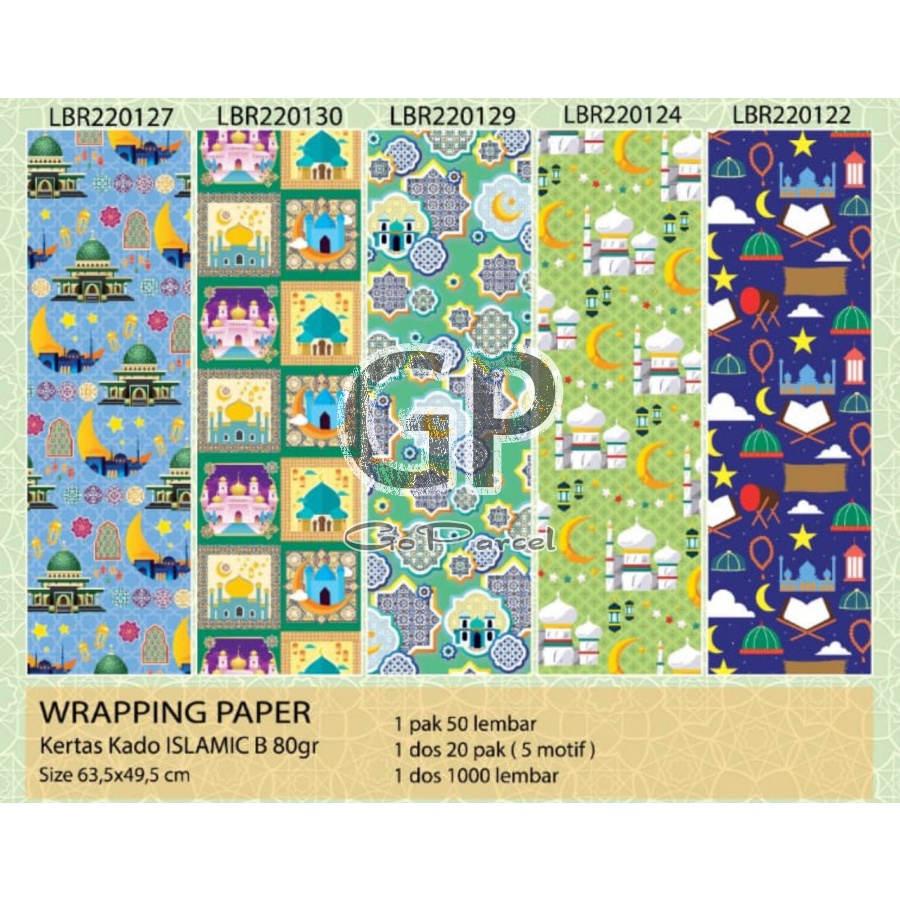 ( 5 Lembar ) KERTAS KADO VL - GIFT WRAP PAPER IDUL FITRI LEBARAN EID MUBARAK SELAMAT HARI RAYA