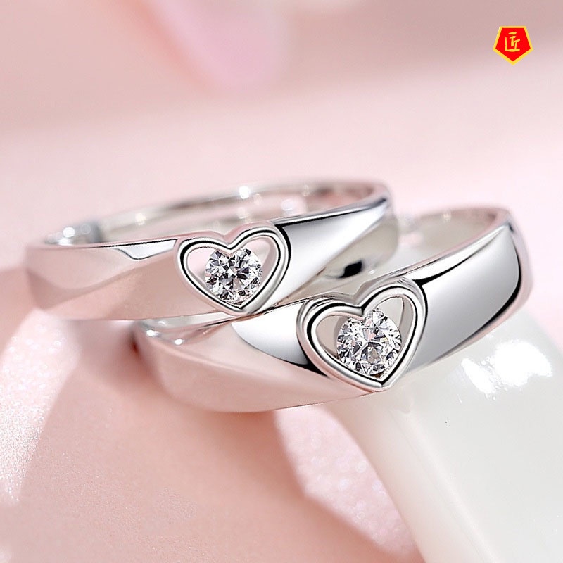 [Ready Stock]Couple Ring S925 Silver Hollow Love Diamond Creative Personality