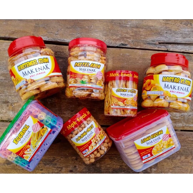 Kue Kering Lidah Kucing 400gr , Pastel Abon 400gr , Stik Keju 150gr , Kacang Oven 270gr Mak Enak