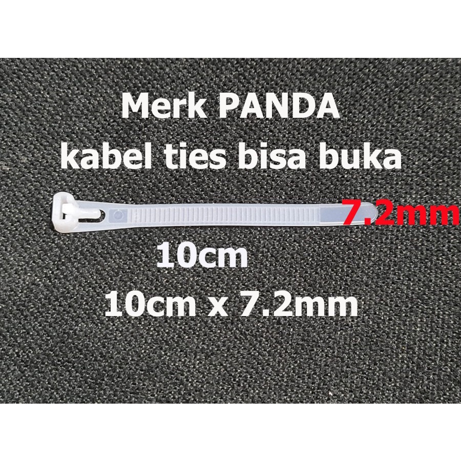 Kabel Ties Bisa Buka PANDA 10cm - 15cm - 20cm -25cm -30cm - 40cm lebar 7.2mm HITAM - Reusable Cable Ties