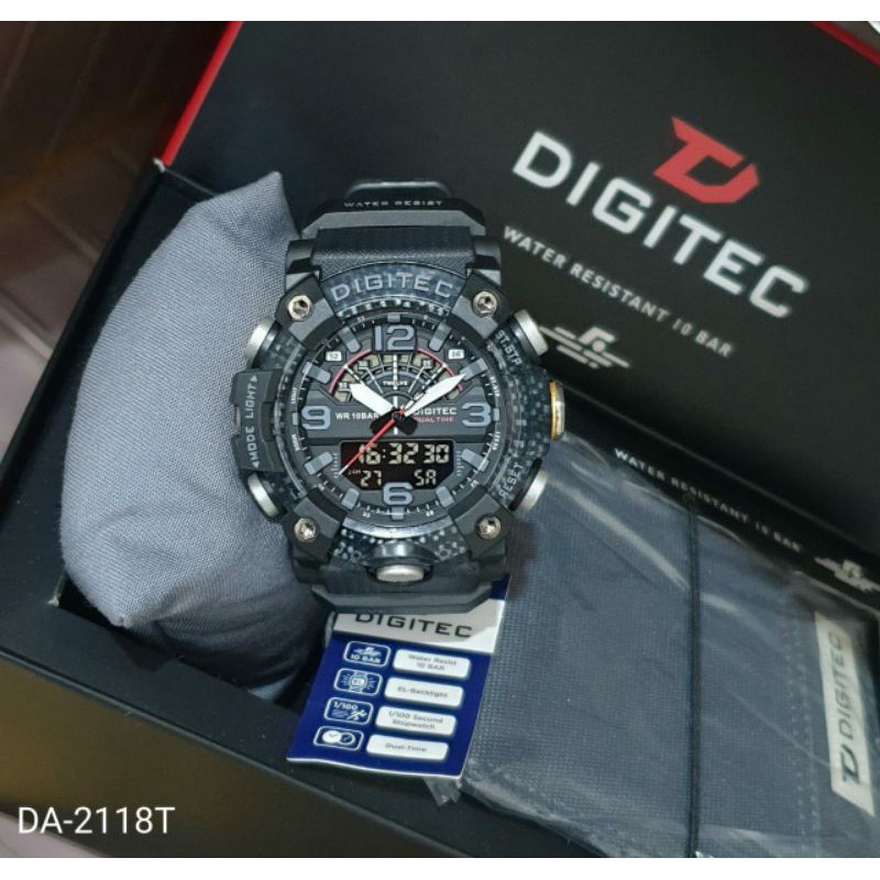 JAM TANGAN PRIA ORIGINAL DIGITEC DA-2118T / DA 2118 T RUBBER DOUBLE TIME DIAMETER 5 CM