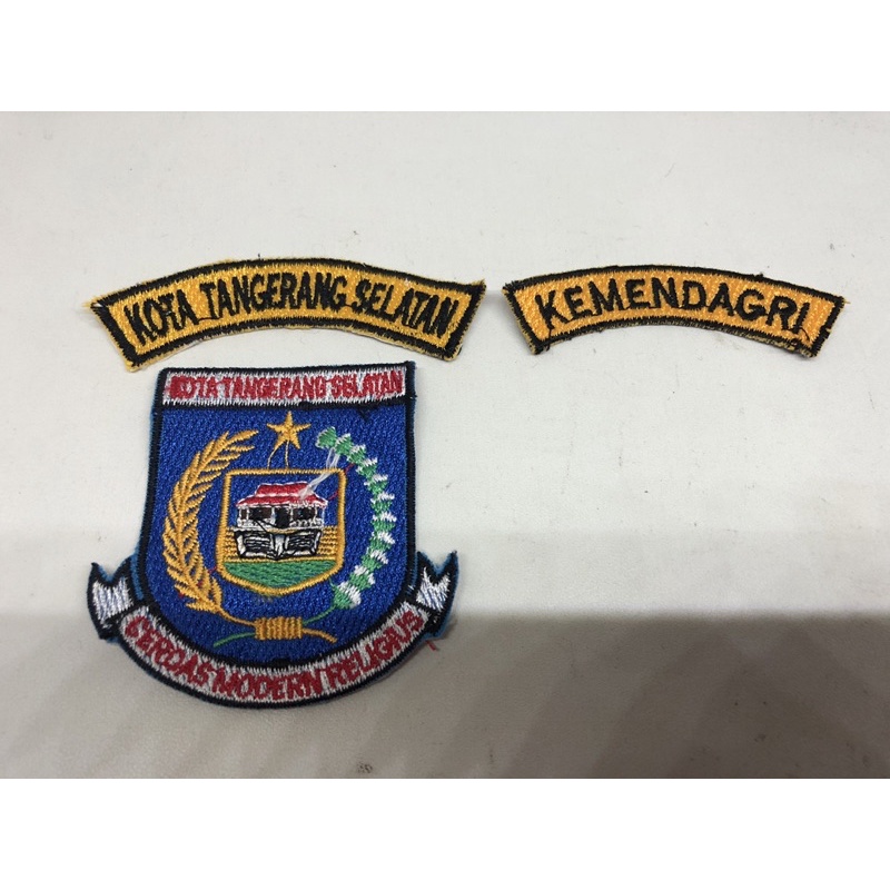 Satu set logo emblem patch Tangerang selatan bordir komputer