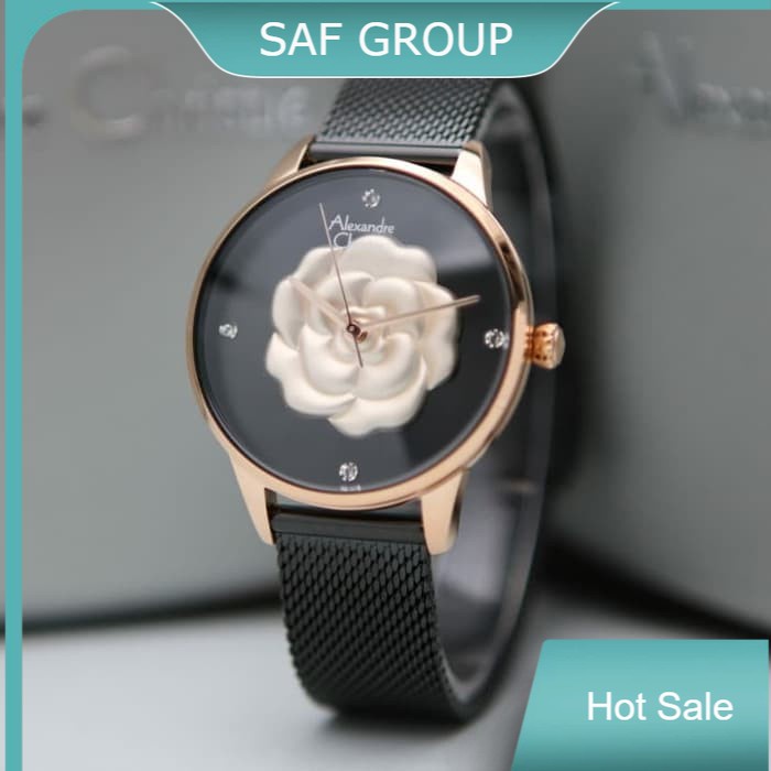 JAM TANGAN WANITA ALEXANDRE CHRISTIE AC 2723 / AC2723 ROSEGOLD BLACK ORIGINAL by plp