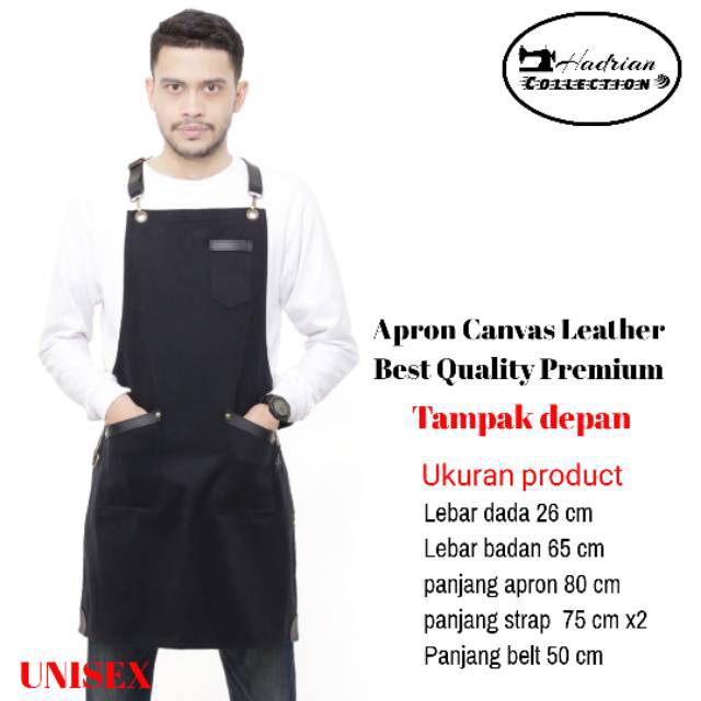 Celemek Apron Canvas Barista | Celemek Waitres | Celemek Bartender | Celemek Cafe | Celemek Masak | Celemek Cuztom bordir logo dan nama | Celemek canvas Premium Best Quality