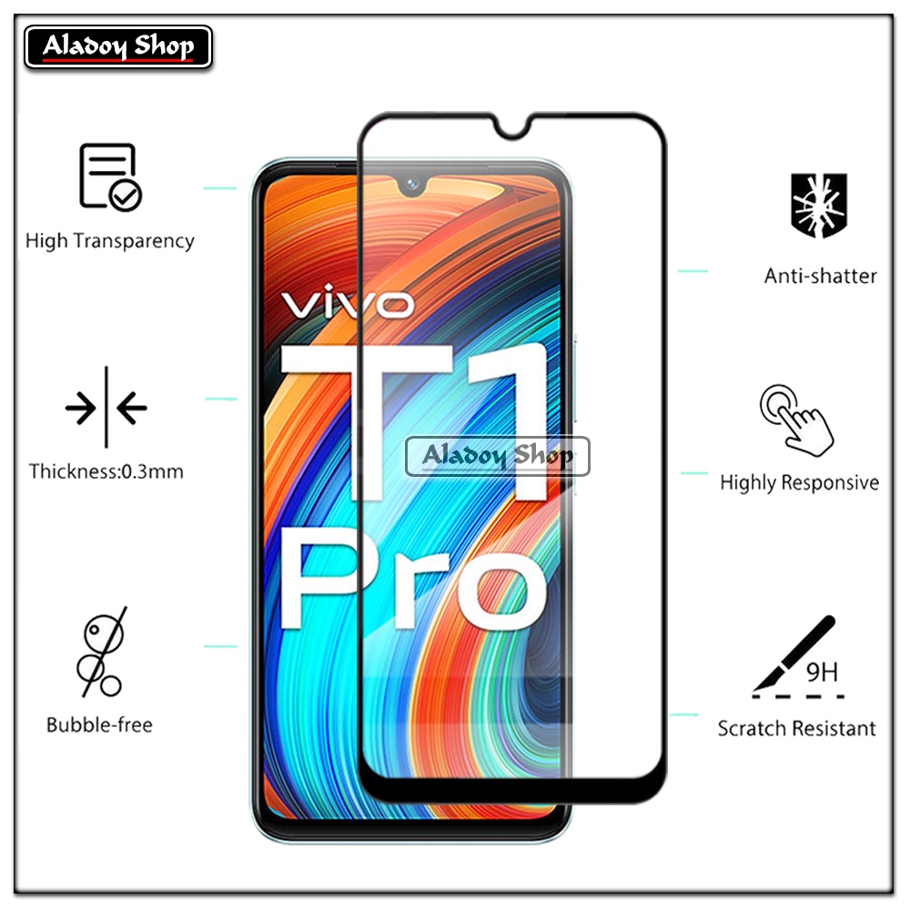 PAKET 3 IN 1 Tempered Glass Layar Vivo T1 Pro Free Tempered Glass Camera dan Skin Carbon