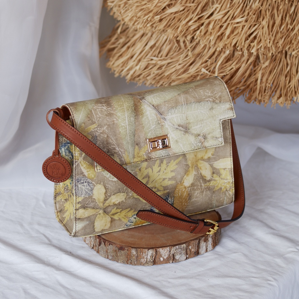 Genie Ecoprint Bag - Tas Kulit Wanita Ecoprint by Kluiklui