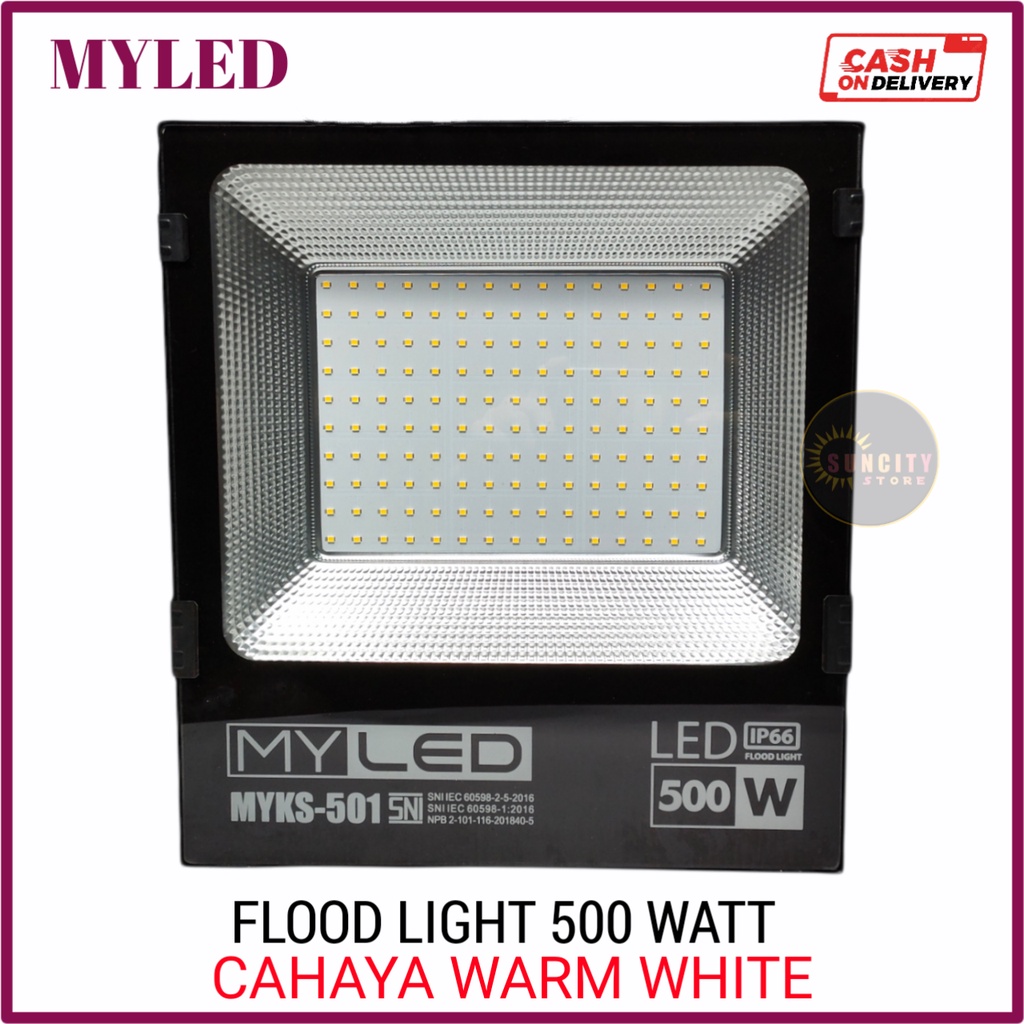 MYLED LED Flood Light / Lampu Sorot LED 500 Watt - Cahaya Putih &amp; Warm White