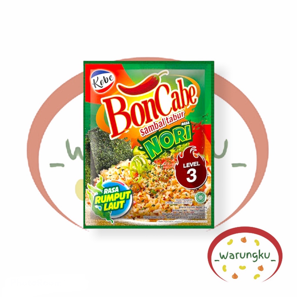 SACHET Boncabe NORI Level 3 1 Pcs BON CABE Rumput Laut Sambal Tabur