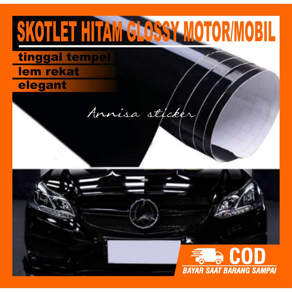 Skotlet Motor Hitam Glossy mengkilap
