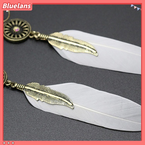 Perhiasan Anting Menjuntai Bentuk Bulu Roda Rongga Gaya Vintage Untuk Wanita