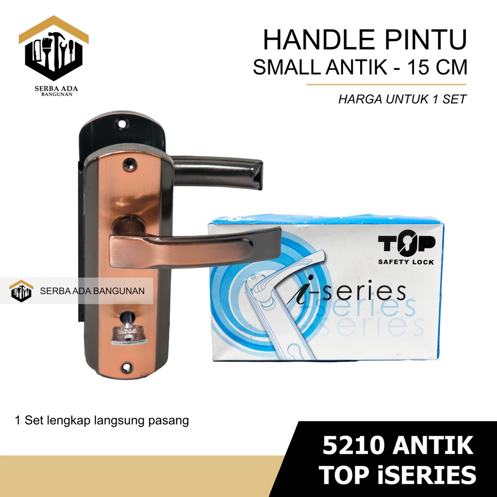 HANDLE GAGANG KUNCI PINTU TOP 688 / I SERIES ANTIQUE &amp; GOLD (KOMPLIT SET) 15CM SMALL SIZE LANGSUNG PASANG