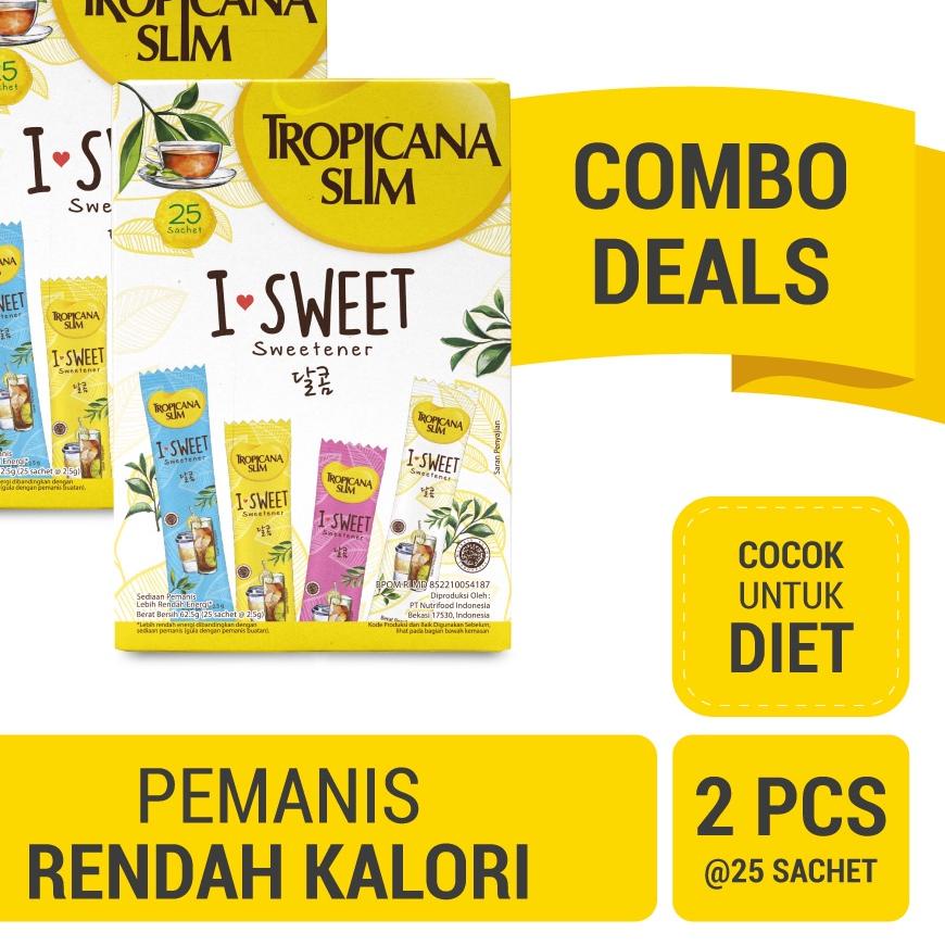 

Flash Sale - Twin Pack - Tropicana Slim Sweetener I-Sweet 25 sachet - Pemanis untuk Bantu Batasi Gula