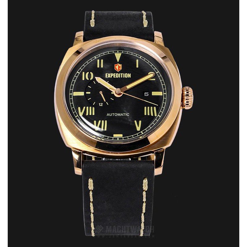 Expedition EXF-6713-MALRGBA Man Automatic Black Dial Stainless Steel Case Leather Strap