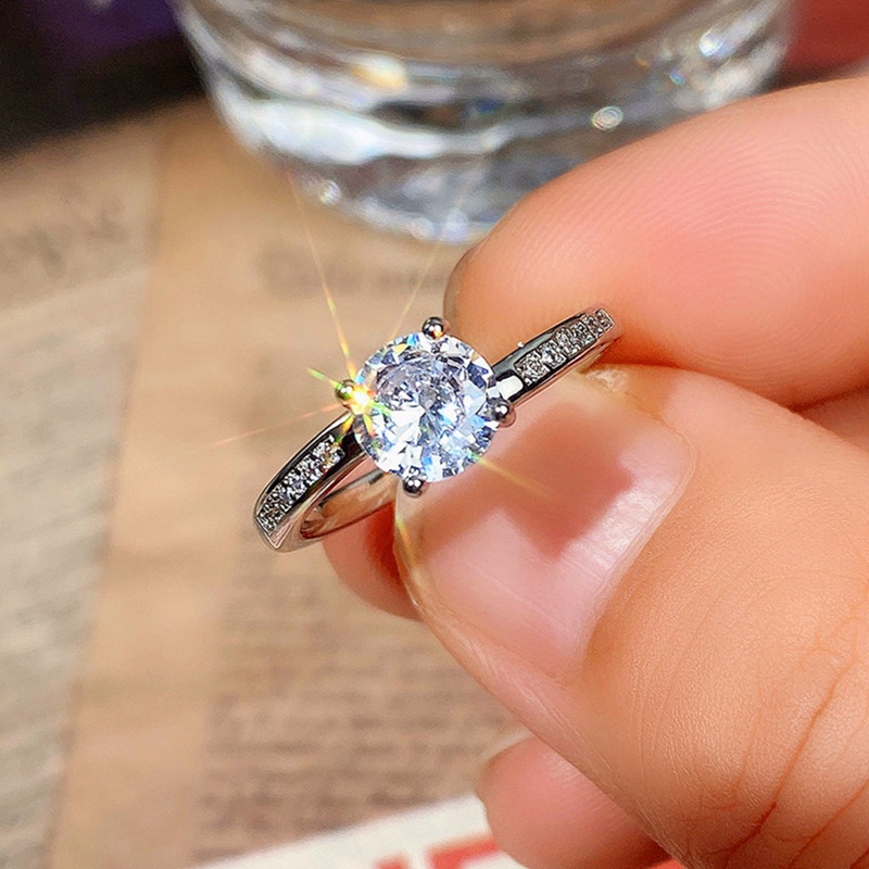 Cincin Lapis Silver Hias Kristal Kubik Zirconia Untuk Wanita