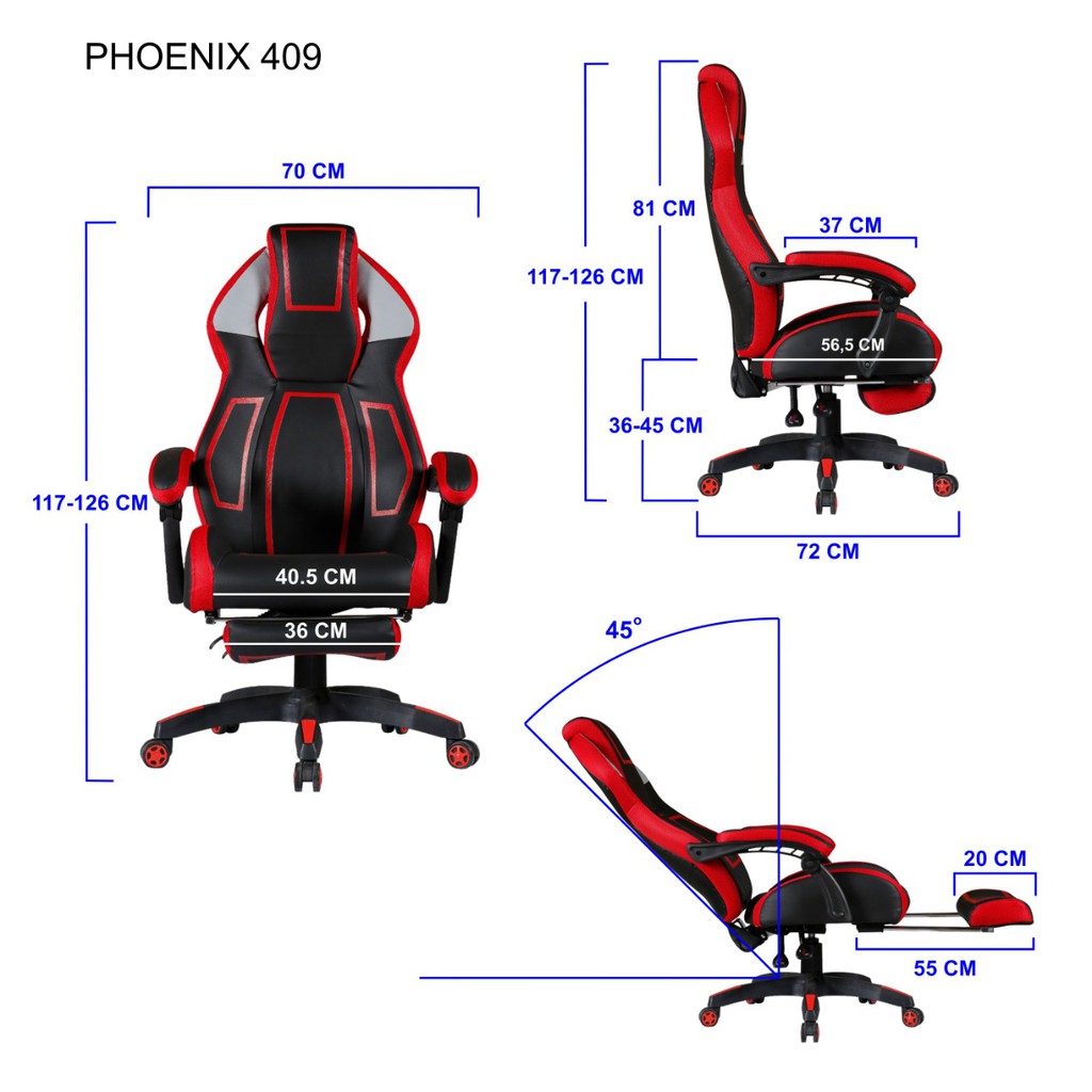 Gaming chair imperion PU leather with foot rest Phoenix 409 - bangku racing kursi kantor