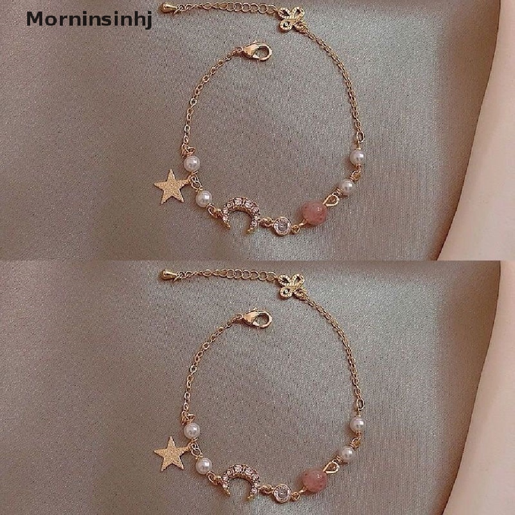 Gelang Liontin Mutiara Bulan Bintang Bahan Alloy Untuk Hadiah Anak Perempuan