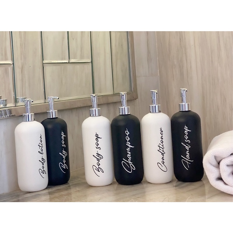 botol doff n24 500ml silver luxury. aesthetic bottle minimalist refill organizer tempat sabun cair pump black and white estetik