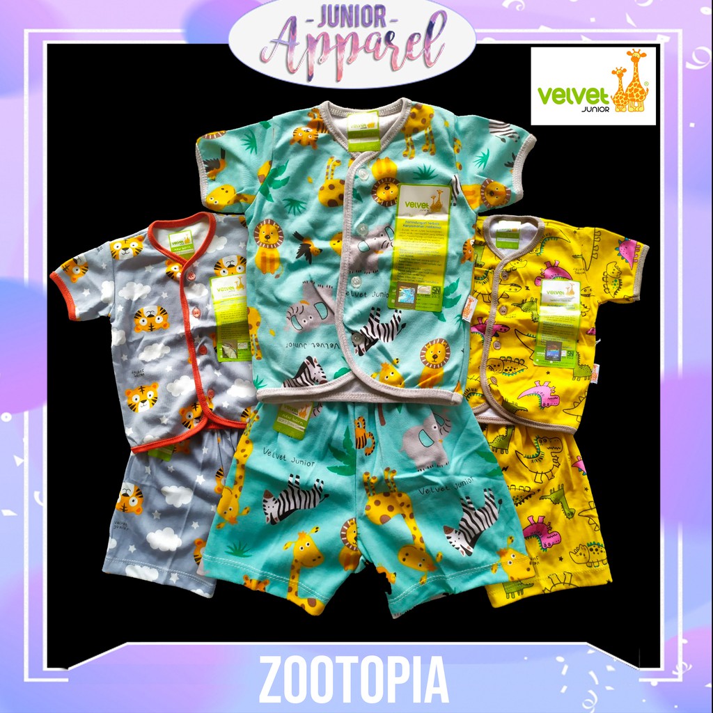 Velvet Junior 3 pcs Pendek Kancing Depan Setelan Baju