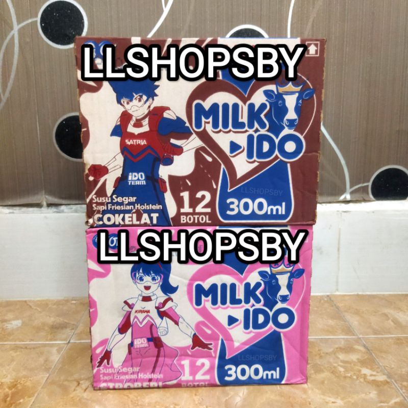 susu milkido milk ido coklat strawberry melon 300ml 1 dus isi 12 susu uht 300 ml